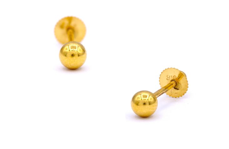 Gold Bead Earrings (Medium size)