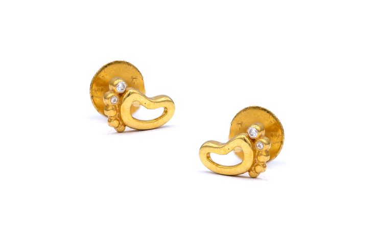 Tiny Feet Gold Earrings